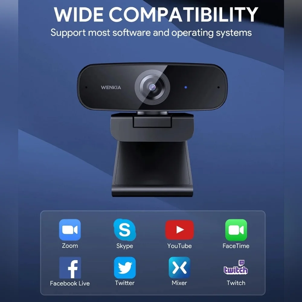 WENKIA Full HD 1080P USB Desktop Web Computer Camera with Dual Stereo Microphone
